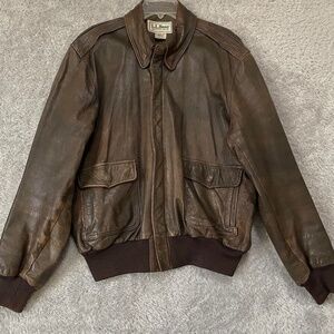 VINTAGE L.L BEAN GOAT SKIN  LEATHER BOMBER JACKET SIZE XL